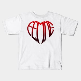 Red/Black Ombre Femme Heart Kids T-Shirt